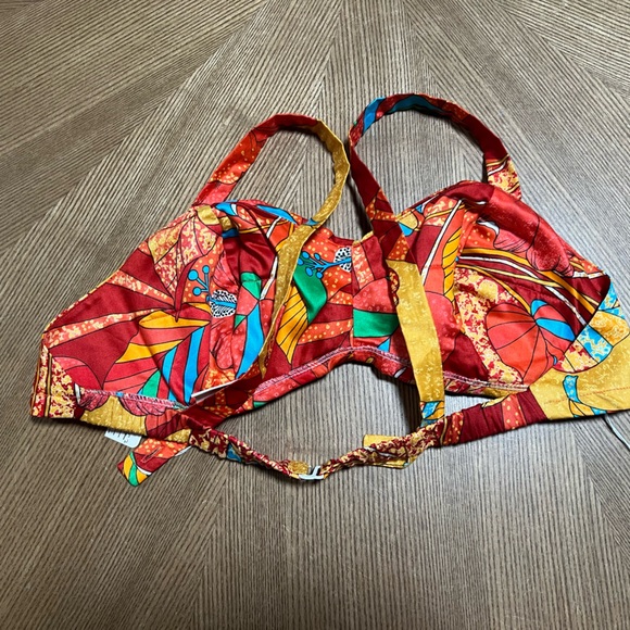 VINTAGE NWT 1960’s Swimsuit Paradise Hawaii Bikini Red Tropical Print - Picture 12 of 13